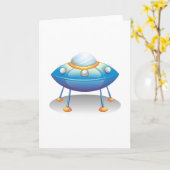 Carte Blue Cartoon UFO Spaceship Fun Sci-Fi (Fleur jaune)