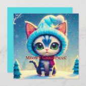 Carte Blue Christmas Kitty (Devant / Derrière)