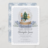 Carte Blue Christmas Nutcracker garçon baby shower invit (Devant / Derrière)