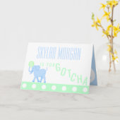 Carte Blue Circus Elephant mignonne Adoption Gotcha Day (Fleur jaune)