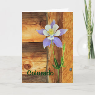 Carte Blue Columbine and Wood Missing You Greeting Card