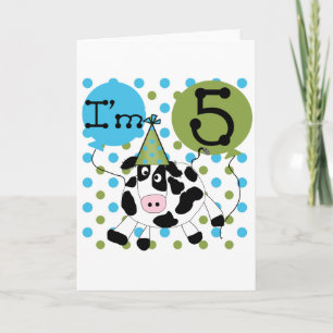 Carte Blue Cow 5th Birthday Tshirts et cadeaux