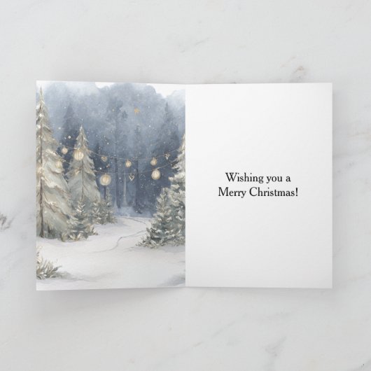 Carte Blue Cream Santa Snow Christmas Trees (Intérieur)