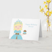 Carte Blue Cupcake Princesse Anniversaire (Fleur jaune)