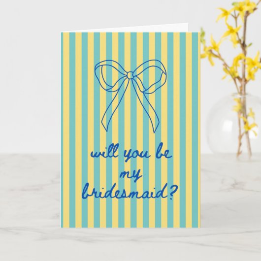 Carte Blue Cursive + Aqua & Yellow Bridesmaid Proposal (Fleur jaune)