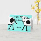 Carte Blue Cute Cows Drôle Cartoon Anniversaire (Fleur jaune)