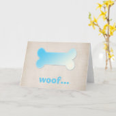 Carte Blue Dog Bone *Woof* Blank Grey Card (Fleur jaune)