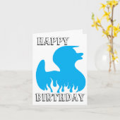 Carte Blue Duck Happy, Anniversaire (Fleur jaune)