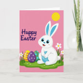 Carte Blue Egg Bunny Pattern Holiday Card (Devant)