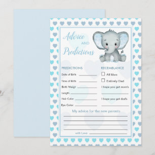 Carte Blue Elephant Hearts Baby Prediction & Conseils