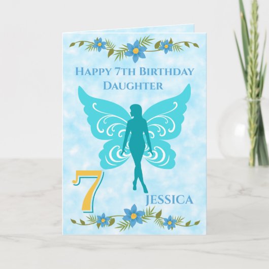Carte Blue Fairy fille 7e anniversaire (Devant)