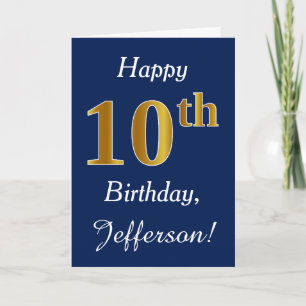 Carte Blue, Faux Gold 10e anniversaire + Nom personnalis