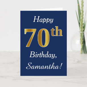 Carte Blue, Faux Gold 70e anniversaire + Nom personnalis