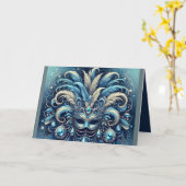 Carte Blue Feather Masquerade Mask Illustration (Fleur jaune)