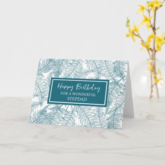 Carte Blue Ferns Stepdad Anniversaire (Fleur jaune)