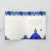 Carte Blue Floral Blonde Coiffeuse fille heureux anniver (Intérieur)