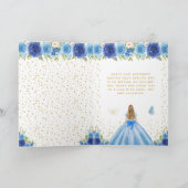 Carte Blue Floral Blonde Coiffeuse fille heureux anniver (Intérieur)