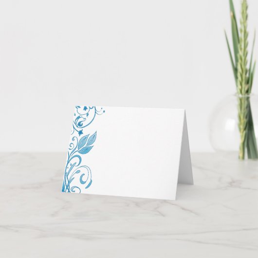 Carte Blue Floral Design Add Your Text Note Card (Devant)