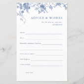 Carte Blue Floral Fête des mariées Conseils & Voeu (Devant)