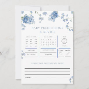 Carte Blue Floral Prédictions Conseil Baby shower Jeu