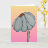 Carte Blue Flower with pink background (Fleur jaune)