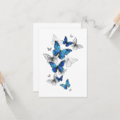 Carte Blue Flying Butterflies Morpho (Devant/Arrière en situation)
