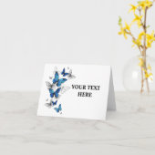 Carte Blue Flying Butterflies Morpho (Fleur jaune)