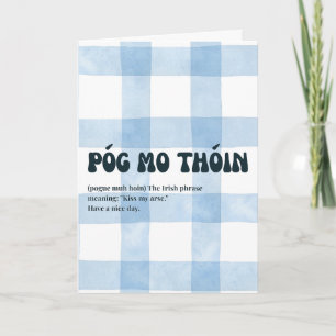 Carte Blue Gingham irlandais Póg mo thóin