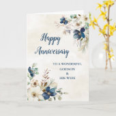 Carte Blue Godson et son anniversaire de Mariage de femm (Fleur jaune)