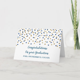 Carte Blue Gold Cousin Félicitations à la graduation