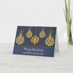 Carte Blue Gold Grandson et sa femme Noël<br><div class="desc">Joyeux Noël pour petit-fils et sa femme carte en bleu marine moderne avec des ornements dorés brillants.</div>