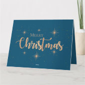 Carte Blue Gold Stars Typographie Nom Joyeux Noël (Dos)