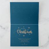 Carte Blue Gold Stars Typographie Nom Joyeux Noël (Intérieur)