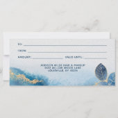 Carte Blue Gold Watercolor Certificat cadeau botanique (Dos)