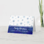 Carte Blue Grandson et sa femme Joyeux Noël<br><div class="desc">Joyeux Noël pour petit-fils et sa carte de femme avec des flocons de neige bleu aquarelle et verset réfléchi.</div>