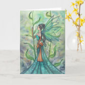 Carte Blue Green Garden Fairy Art de Molly Harrison (Fleur jaune)