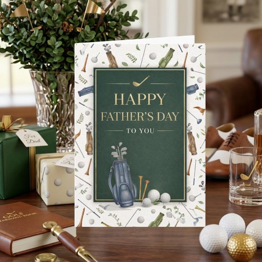 Carte Blue Green Golf Theme Happy Father's Day