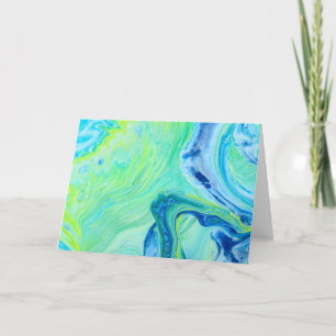 Carte Blue Green Seascape Acrylique Fluid Art