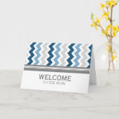 Carte Blue Grey Chevron Employé Bienvenue à l'équipe (Fleur jaune)