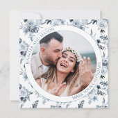 Carte Blue Grey Floral Enregistrer La Date Photo Invitat (Dos)