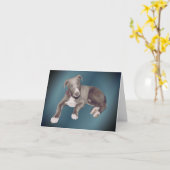 Carte Blue Greyhound Puppy Dog Personalized Note (Fleur jaune)
