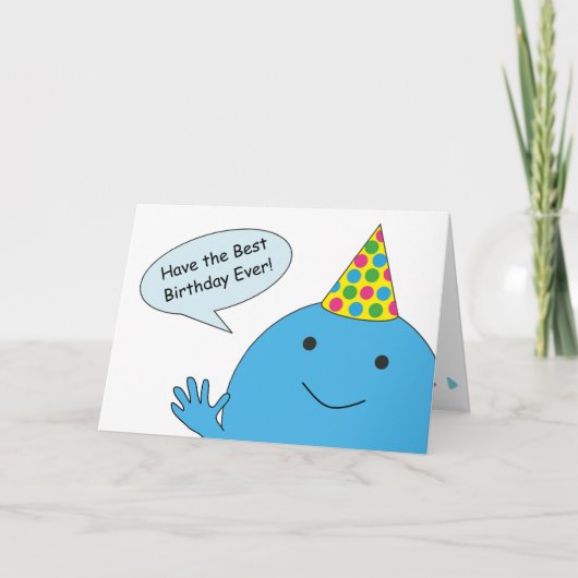 Carte Blue Guy avec Casquette de fête Joyeux anniversair (Devant)
