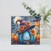 Carte Blue Halloween Pumpkin & Color Me (Debout devant)
