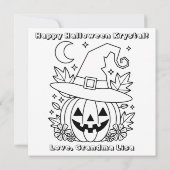 Carte Blue Halloween Pumpkin & Color Me (Dos)