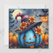 Carte Blue Halloween Pumpkin & Color Me (Devant)