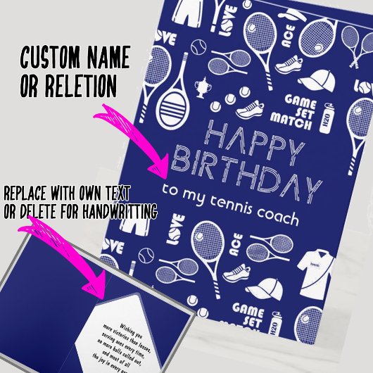 Carte Blue Happy Birthday 🎾 Tennis 💙 🤍