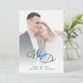 Carte Blue Heart Classic Romantic Deux Photos Mariage (Debout devant)