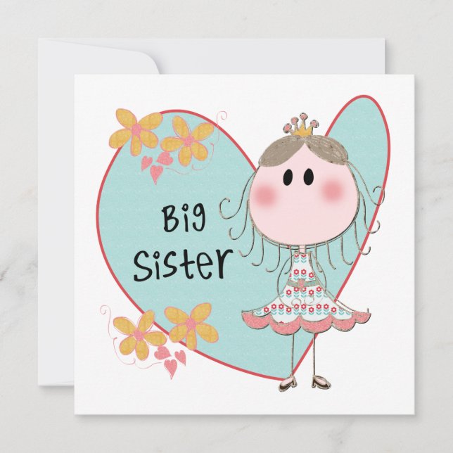 Carte Blue Heart Princess Big Sister (Devant)