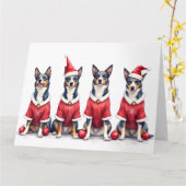 Carte Blue Heeler Christmas Dress Santa Hat (Fleur jaune)
