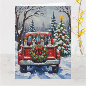Carte Blue Heeler Christmas Red Truck Holiday (Fleur jaune)
